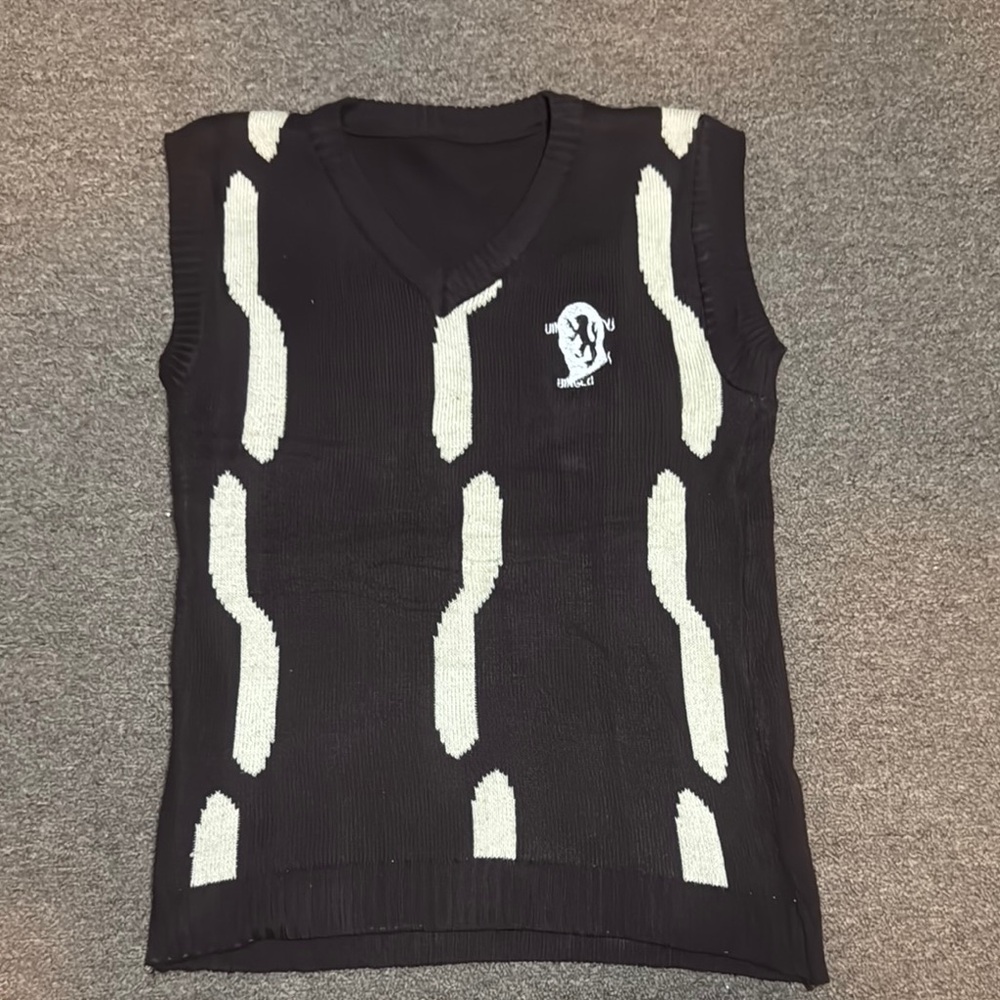 Black and White V-Neck Sweater Vest